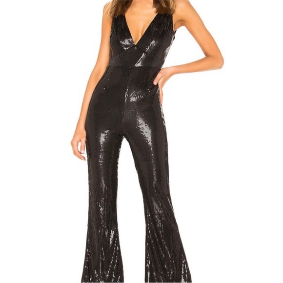 by the way. Shimmering Black Sequin Jumpsuit - Picture 1 of 3